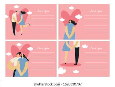 Valentine day vector flat illustration. Loving people and spring.
