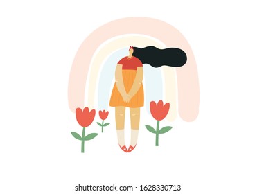 Valentine day vector flat illustration. Loving people and spring.
