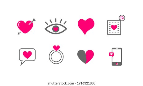 Valentine day vector icon set design, heart icon set