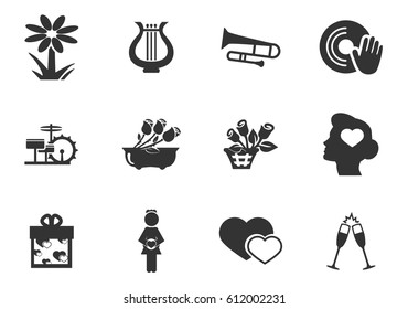 Valentine Day vector icons for user interface design