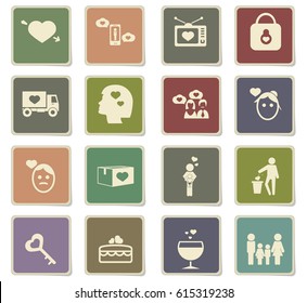 valentine day vector icons for user interface design