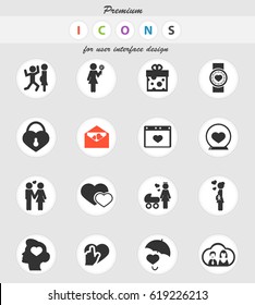 valentine day vector icons for user interface design
