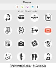 valentine day vector icons for user interface design