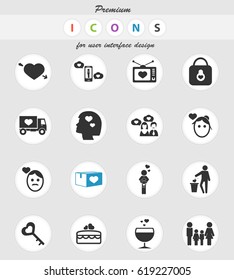valentine day vector icons for user interface design
