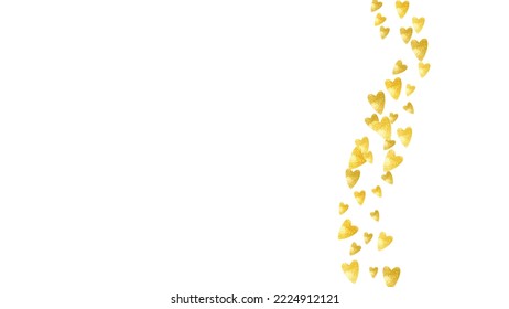 Valentine Day Vector. Ornament Banner For Celebration. Romance Frame. Golden Retro Backdrop. Wedding Border For Couple. Yellow Luxury Concept. Gold Valentine Day Vector.