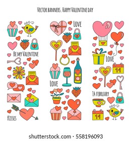 Valentine Day Vector pattern with heart, cake, balloon