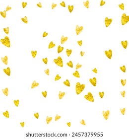 Valentine Day Vector. Romantic Banner For Girl. Modern Frame. Yellow Art Splatter. Wedding Poster For Couple. Gold Vintage Concept. Golden Valentine Day Vector.