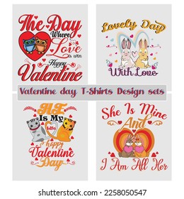 Valentine day vector t-shirt design sets