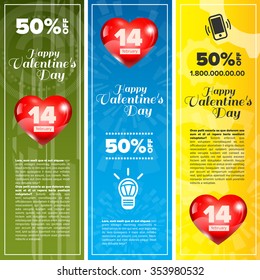Valentine day vertical banners set