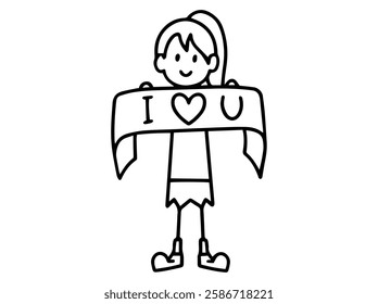 Valentine Day Woman Holding Scarf I Love You