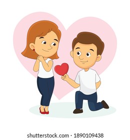 Valentine Day,Kneeled boy valentine couple