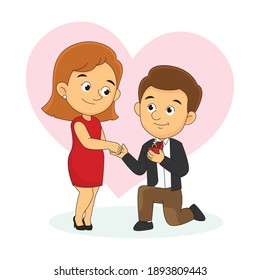 Valentine Day,Man Kneeling Holding Engagement Ring Proposing