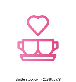 Días de San Valentín, Gradiente, Esquema, Vector Ilustración Con Logo De Icono Plano Aislado. Adecuado para diseño web, logotipo, aplicación.