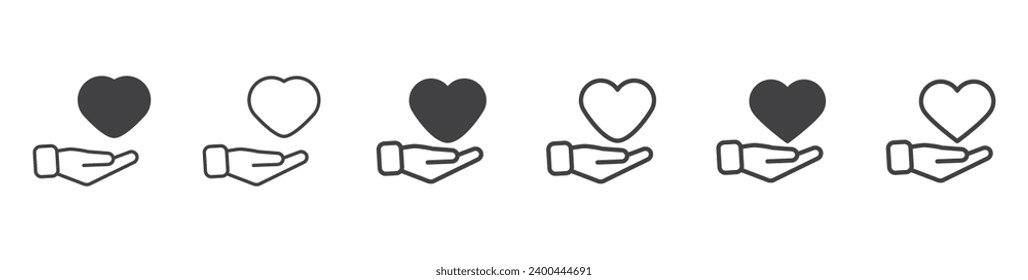 Valentine days icon, hand with love icon, simple set of love, heart icon vector illustration design, 