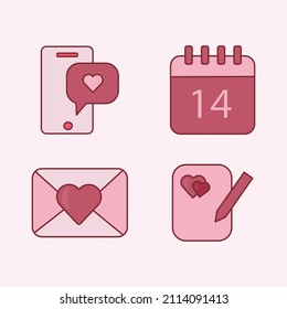 Valentine days icon set isolated soft pink background. Vector