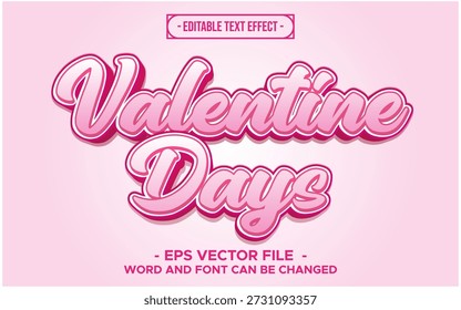 Efecto de texto de guion rosa de San Valentín – Vector de tipografía romántica editable