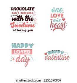 Valentine daytypographyt shirt design set 