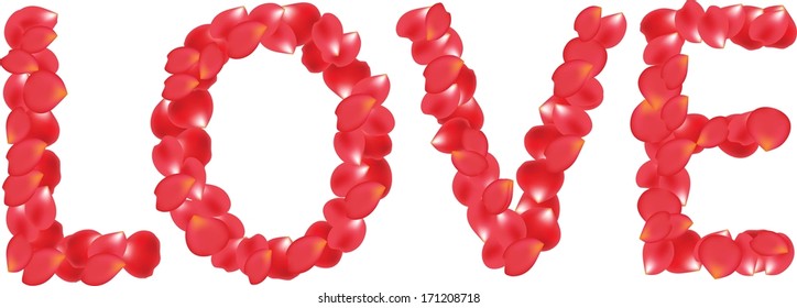 Valentine declaration of love with rose petals