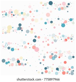 Valentine Decoration, Tender Snowflake Storm Vector Confetti. Christmas, Valentine Birthday Party Celebration Flying Circles, Festive Falling Dots Background. Love, Romance Glamour Confetti Pattern