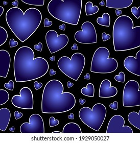 Valentine decorative vector seamless pattern with blue hearts