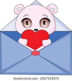 Valentine design bear inside love letter vector