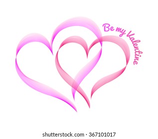 Valentine design of double heart with inscription for backgrounds and wedding invitations. EPS 10 vector illustration isolated on white background.