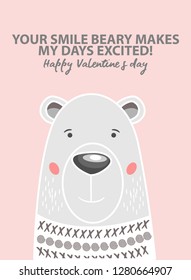 Valentine design greeting cards for beloved lovers, cute bear cartoons