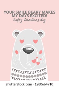 Valentine design greeting cards for beloved lovers, cute bear cartoons