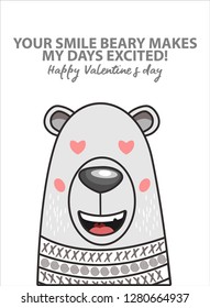 Valentine design greeting cards for beloved lovers, cute bear cartoons