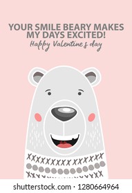 Valentine design greeting cards for beloved lovers, cute bear cartoons