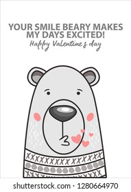 Valentine design greeting cards for beloved lovers, cute bear cartoons