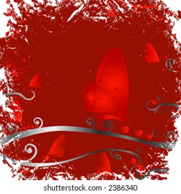 valentine design-  red hearts and butterflies