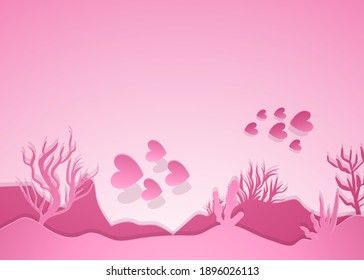 valentine design vector with heart shapes in under water ocean 