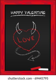 Valentine Devil Heart - blackboard  vector template