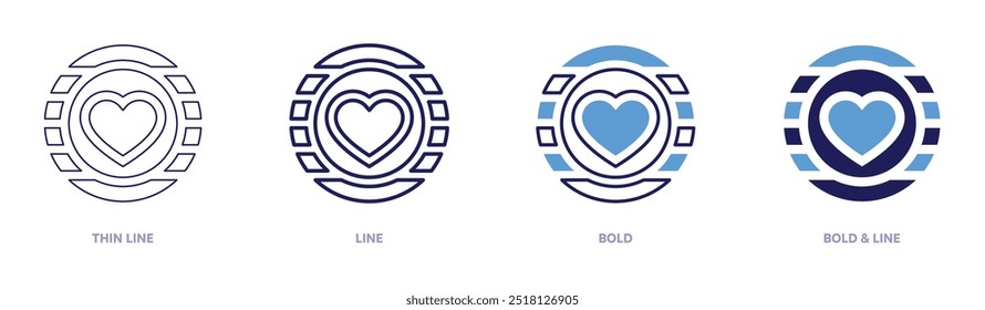 Valentine dinner icon in 4 different styles. Thin Line, Line, Bold, and Bold Line. Duotone style. Editable stroke.