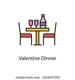 Valentine Dinner  Vector Filled Outline Icon Design illustration. Love Symbol on White background EPS 10 File