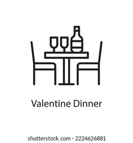 Valentine Dinner  Vector Outline Icon Design illustration. Love Symbol on White background EPS 10 File
