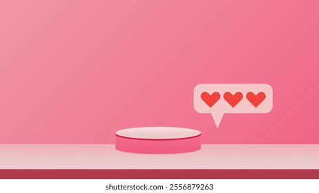 valentine display podium pedestal platform product stage minimal mockup background. valentine day scene geometric studio showcase stand abstract modern light show. shape realistic empty backdrop.