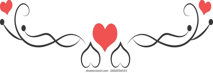 Valentine Dividers Element Isolated on White Background. Vector Illustration