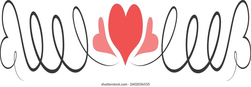 Valentine Dividers Element Isolated on White Background. Vector Illustration