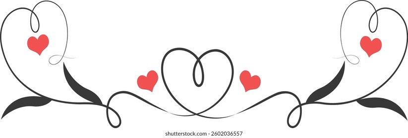 Valentine Dividers Element Isolated on White Background. Vector Illustration