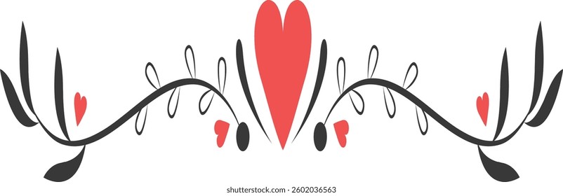 Valentine Dividers Element Isolated on White Background. Vector Illustration