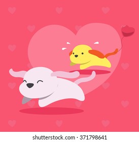 Valentine Dog Cartoon Vector Illustration