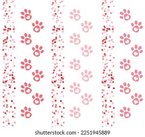 Valentine dog paw with heart inside. Glitter pet love pattern. Shirt sublimation for February romantic holiday.