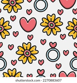 Valentine doodle cartoon pattern illustration design