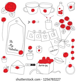valentine doodle elements collection eps10 vectors illustration