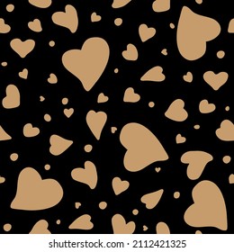 Valentine doodle heart pattern black and gold