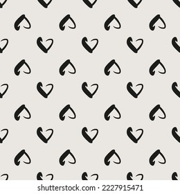 Valentin doodle Herzen Muster. Essenzielles monochromes geometrisches, nahtloses Vektormuster. Neutrale Geometrie Mehrfach zu verwendende Muster-Fliese für Verpackung und Hintergründe. 