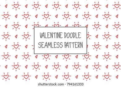 Valentine doodle pattern. Design of hand drawn elements for St. Valentine's day, wedding, proposal.