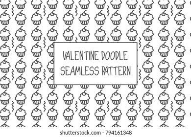 Valentine doodle pattern. Design of hand drawn elements for St. Valentine's day, wedding, proposal.